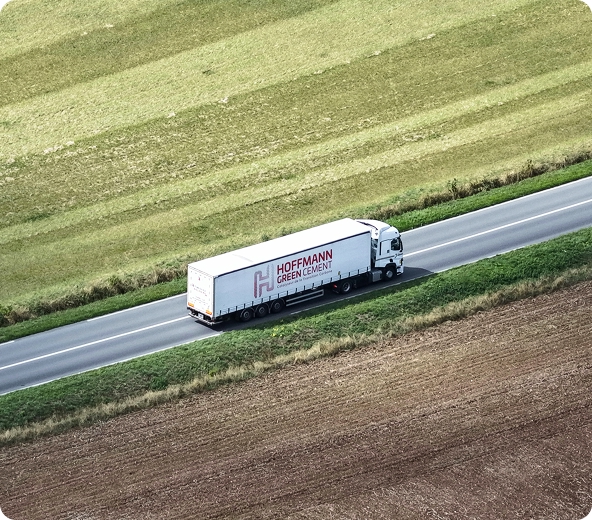 Truck on road near fields