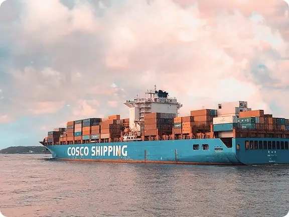 Large cargo ship on water